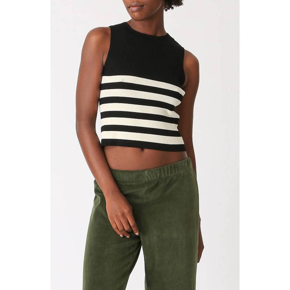NEW ELECTRIC & ROSE kelsey sweater in onyx/crème stripe